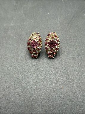Vintage Purple Crystal Cluster Clip-On Earrings